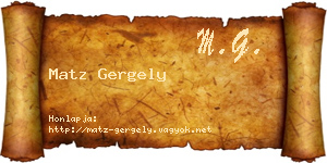 Matz Gergely névjegykártya